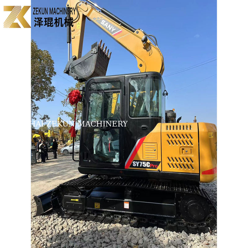 اليد الثانية ساني SY75C Pro 7.5 طن ميني كراولر حفر مع محرك ISUZU